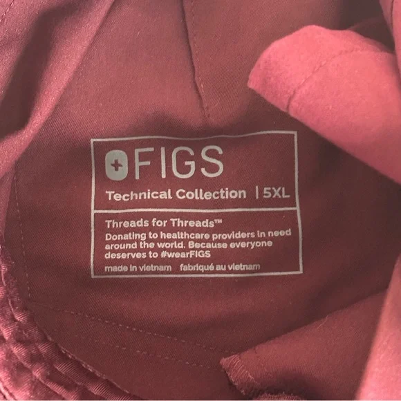 Figs Deep burgundy scrub set medical career vet office wear size 5XL - Picture 2 of 4